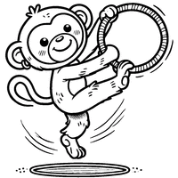 Coloriage Singe faisant des acrobaties sur un cerceau | Toupty.com