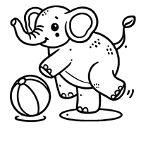 Coloriage Éléphant sur un ballon  | Toupty.com