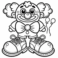 Coloriage Clown avec de grands pieds et un nœud papillon | Toupty.com