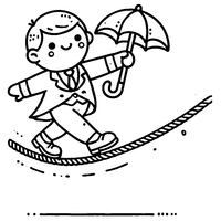 Coloriage Équilibriste avec un parapluie | Toupty.com