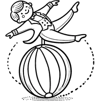 Coloriage Acrobate dansant sur une boule | Toupty.com