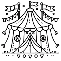 Coloriage Chapiteau de cirque avec des drapeaux | Toupty.com