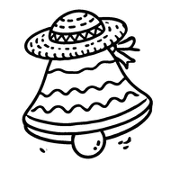 Coloriage Cloche de Pâques avec Un Petit Chapeau de Paille et Des Lignes Ondulées | Toupty.com