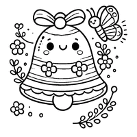 Coloriage Cloche de Pâques avec Un Petit Papillon et Des Fleurs | Toupty.com