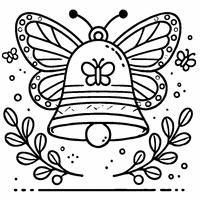 Coloriage Cloche de Pâques avec Des Ailes de Papillon et Des Rayures Horizontales | Toupty.com