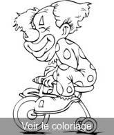 coloriage clown sur sa petite bicyclette