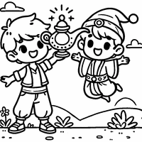 Coloriage Aladin et la lampe merveilleuse | Toupty.com