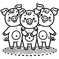 Coloriage 3 petits cochons | Toupty.com