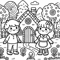 Coloriage Hansel et gretel | Toupty.com