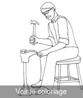 Coloriage Cordonnier sur son tabouret | Toupty.com