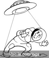 Coloriage l'astronaute et la soucoupe volante | Toupty.com