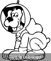 Coloriage le chien de l'espace | Toupty.com