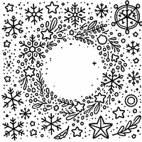 Coloriage Couronne de Noël avec de grands flocons de neige et des étoiles | Toupty.com