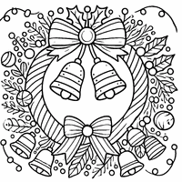 Coloriage Couronne de Noël avec des cloches et des rubans amusants | Toupty.com