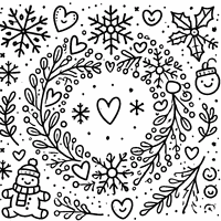 Coloriage Couronne de Noël avec des flocons de neige et des cœurs mignons | Toupty.com