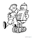 enfant avec son robot télécommandé
