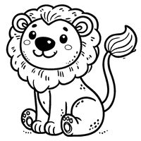 Coloriage Lion souriant | Toupty.com