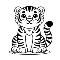 Coloriage Tigre assis | Toupty.com