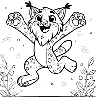 Coloriage Lynx sautant | Toupty.com