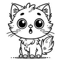 Coloriage Chaton cartoon avec une expression de surprise | Toupty.com