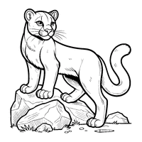 Coloriage Puma debout sur un rocher  | Toupty.com