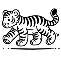 Coloriage Tigre en train de marcher | Toupty.com