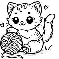 Coloriage Chaton joueur | Toupty.com