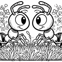 Coloriage 2 fourmis qui se font face | Toupty.com