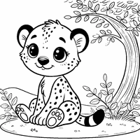 Coloriage Guépard sous un arbre | Toupty.com