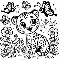 Coloriage Guépard et papillons | Toupty.com