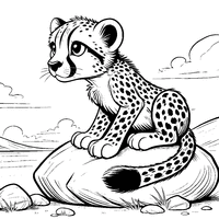 Coloriage Guépard sur un rocher | Toupty.com