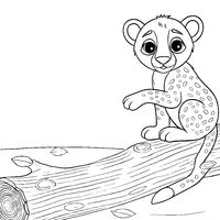 Coloriage Petit guépard sur un tronc d’arbre | Toupty.com