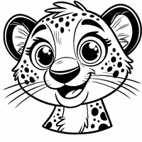 Coloriage Une tête de guépard avec un grand sourire | Toupty.com