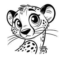 Coloriage Une tête de guépard avec un regard curieux | Toupty.com