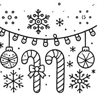 Coloriage Guirlande de Noël avec boules et sucrerie | Toupty.com