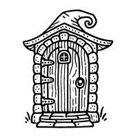 Coloriage Porte hantée maison de sorcière | Toupty.com