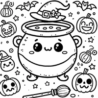 Coloriage chaudron de sorcière halloween | Toupty.com