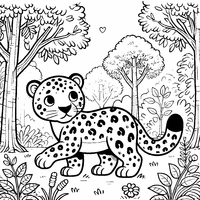 Coloriage Jaguar explorant la forêt | Toupty.com