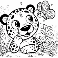 Coloriage Jaguar et un papillon | Toupty.com