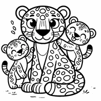 Coloriage Jaguar avec ses 2 petits | Toupty.com