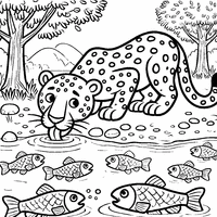 Coloriage Jaguar buvant à une rivière | Toupty.com