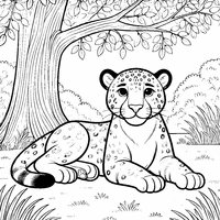 Coloriage Jaguar paisible sous un arbre | Toupty.com