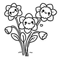 Coloriage de 3 jonquilles heureuses | Toupty.com