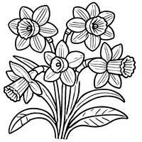 Coloriage Bouquet de Jonquilles Épanouies | Toupty.com