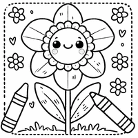 Coloriage Jonquille Kawaii avec Un Sourire | Toupty.com