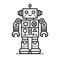 Coloriage jouet petit robot | Toupty.com