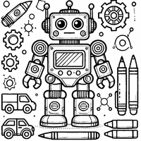 Coloriage robot jouet enfant | Toupty.com