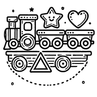 Coloriage petit train en bois | Toupty.com