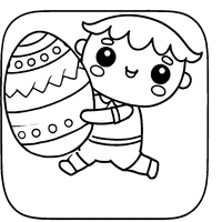 Coloriage Petit Garçon Kawaii avec Un Grand Œuf de Pâques | Toupty.com