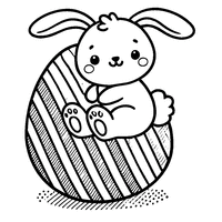 Coloriage Lapin de Pâques Assis Sur Un Œuf avec Des Rayures | Toupty.com